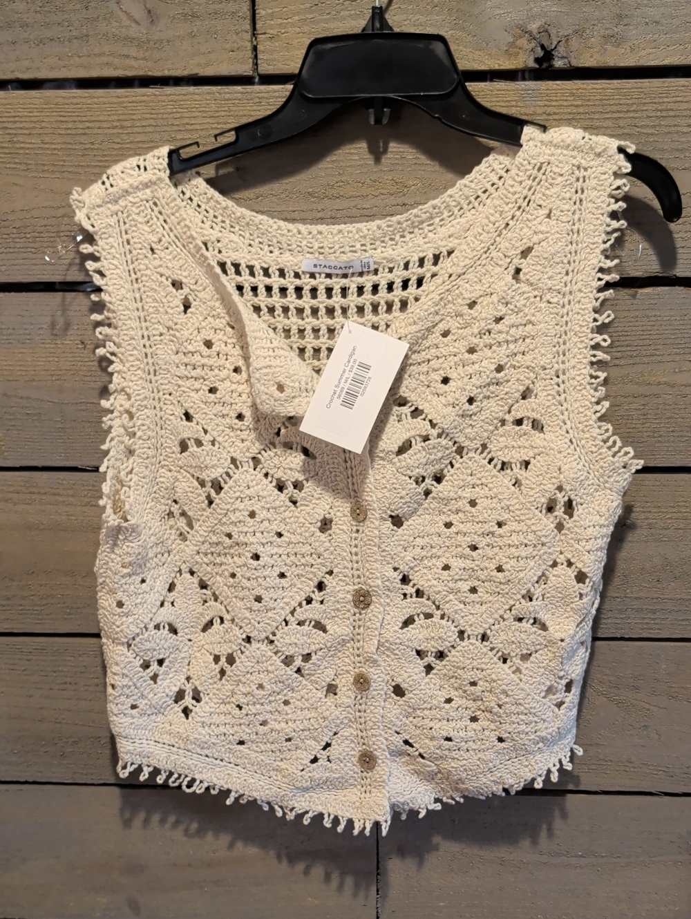 Crochet Sleeveless Cardigan NWT